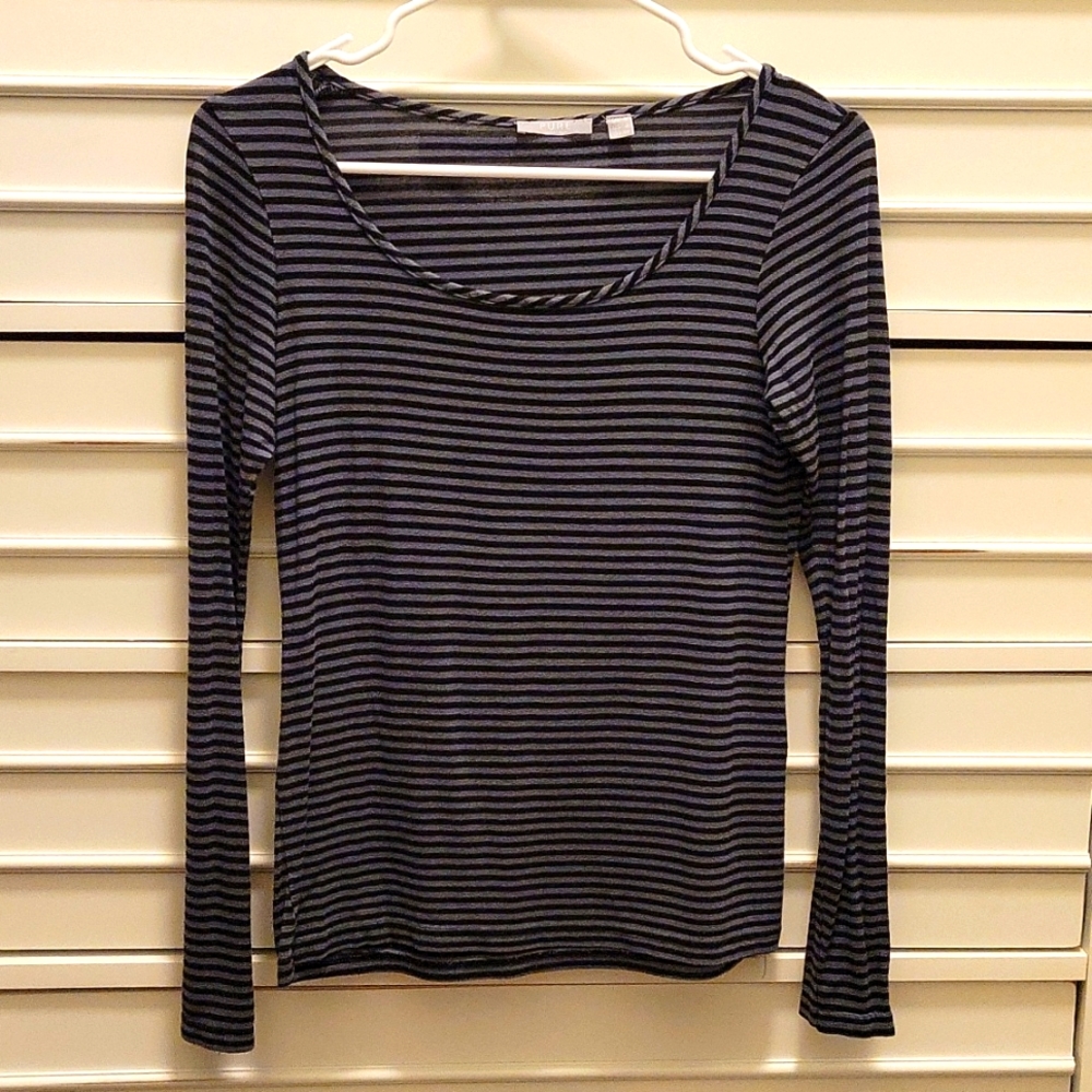 PURE Black and Grey Stripped Top Size 2
